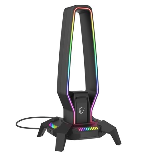 Rampage RM-H27 RGB Işıklı 3*USB 1*Type-C Siyah 1*3.5mm Port Kulaklık Standı