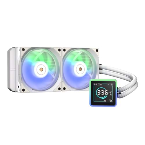 BitFenix KUZY BFW-KCD-240-WW27A-RP Dijital Göstergeli ARGB Fanlı AM5/LGA1851 Beyaz 240mm LCD Sıvı Soğutucu Outlet