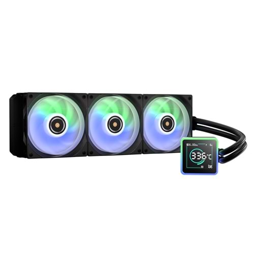 BitFenix KUZY BFW-KCD-360-BB27A-RP Dijital Göstergeli ARGB Fanlı AM5/LGA1851 Siyah 360mm LCD Sıvı Soğutucu Outlet