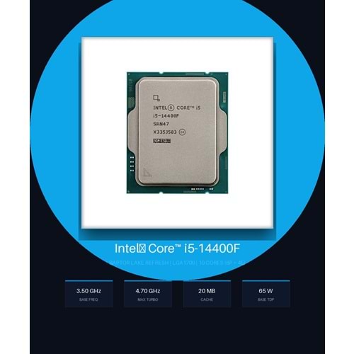 Intel Core i5-14400F Raptor Lake Refresh 3.5GHz LGA1700 20MB 65W Tray İşlemci