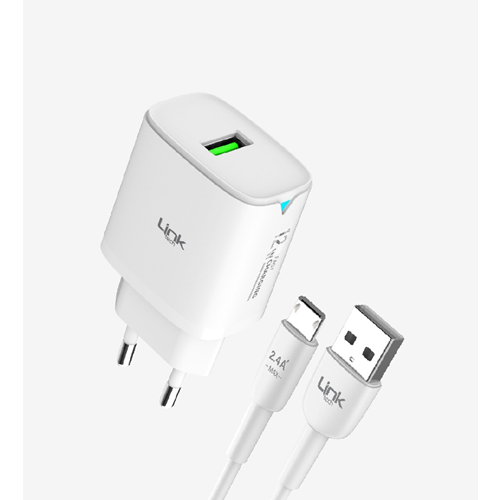 LinkTech C301 Beyaz Safe 12W Micro USB Kablolu Hızlı Şarj Cihazı