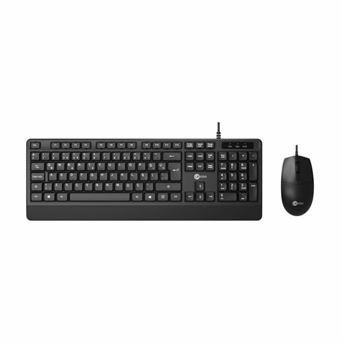 Lecoo CM106 USB Kablolu Türkçe Q Klavye Mouse Set Siyah 1200 DPI Optik Mouse