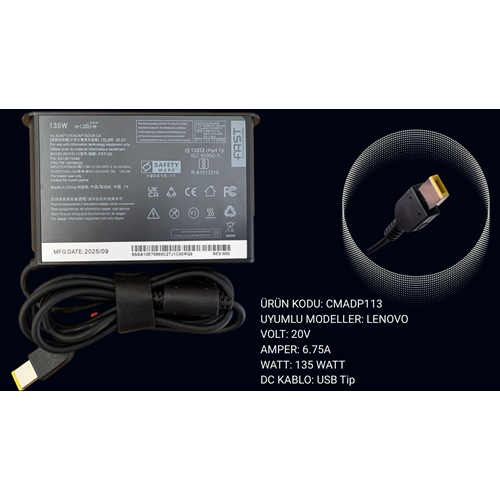 Fast C113 135W Lenovo Notebook Şarj Adaptörü 20V 6.75A USB Tip