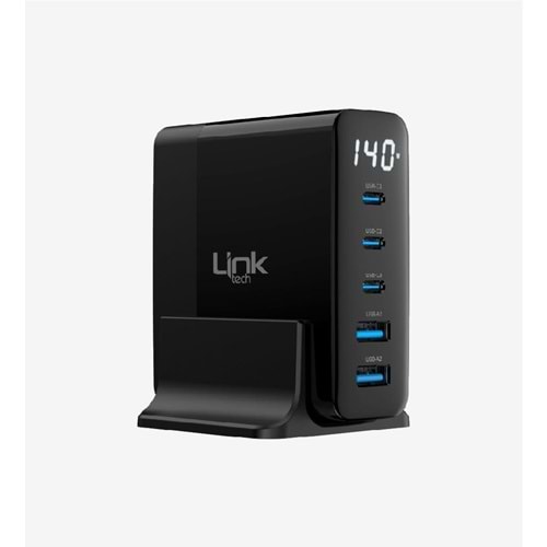 LinkTech G862 Premium 5'li Çıkış 140W Super SI GaN Şarj Adaptörü, PD Şarj Docking