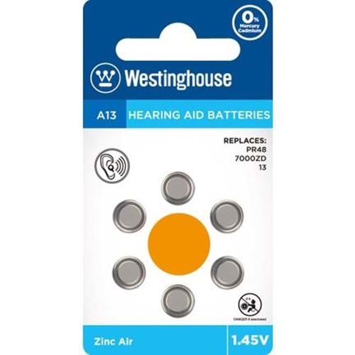 Westinghouse A13 İşitme Cihaz Pili 6Lı Blister Ambalaj