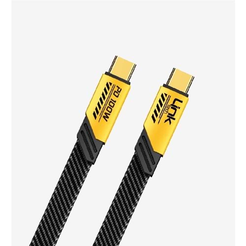 LinkTech K472 Gold Mecha Stil 1.2 Metre 100W Type C to Type C PD Hızlı Şarj Kablosu