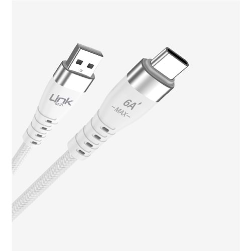 LinkTech K654 Premium 120W Örgülü Metal Başlı Tip-C Şarj Kablosu