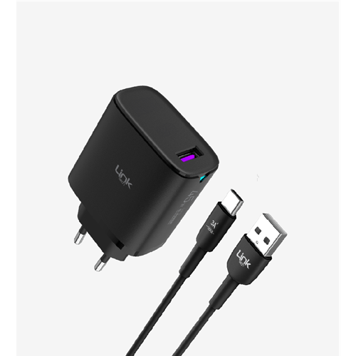 Linktech C318 Safe GaN Tip-C Kablolu 45W Hızlı Şarj Aleti Siyah