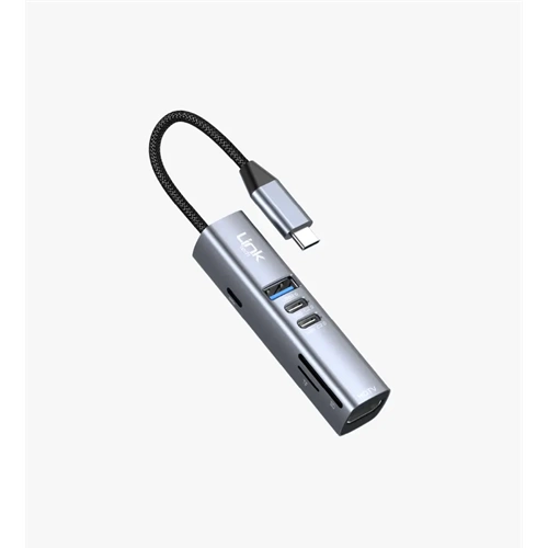 Linktech LPA-A209 7'si 1 Arada USB-C Hub HDMI USB-A PD 100W SD TF Kart Okuyucu