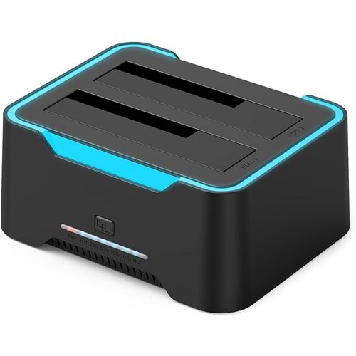 NBTech NB-2395 USB 3.0 Çift Yuvalı Klonlama Destekli RGB SATA HDD SSD Docking Station