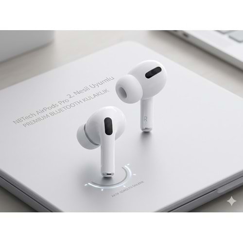 NBTech AirPods Pro 2. Nesil Uyumlu Premium Bluetooth Kulaklık – Aktif Gürültü Önleme ANC
