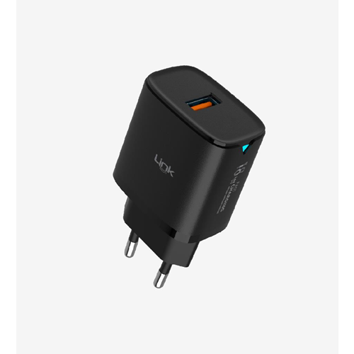 LinkTech C304 Siyah Safe USB 18W Hızlı Şarj Adaptörü, QC3 USB Hızlı Şarj Adaptörü 18W