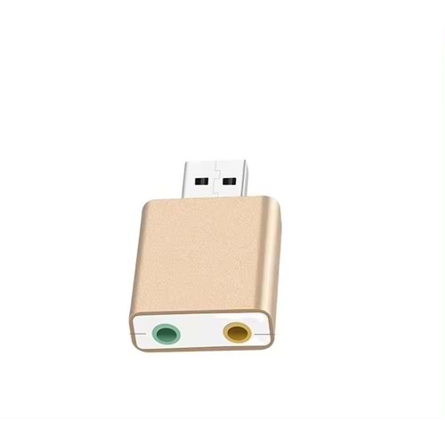 NBTech NB-5019 7.1 Sanal USB Ses Kartı, Gold Metal USB Ses Kartı Çevirici, USB to Ses Dönüştürücü