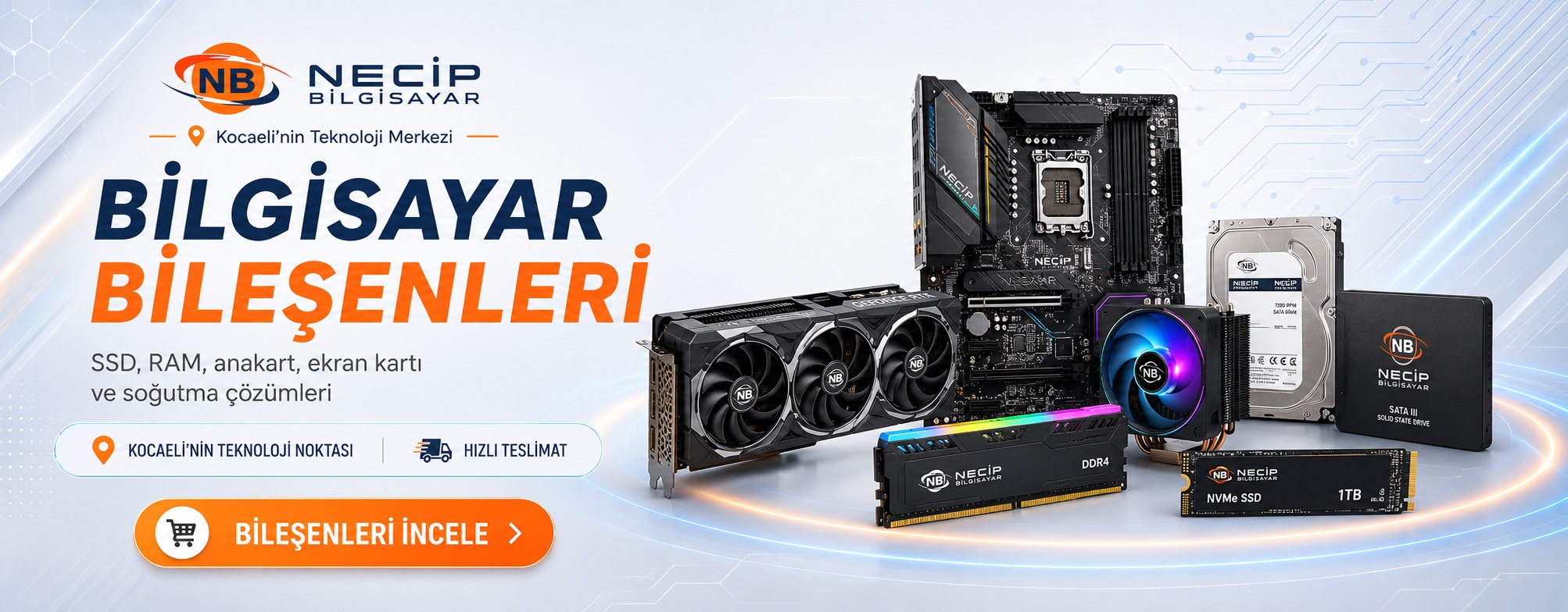 Necip Bilgisayar Kocaeli SSD RAM anakart ekran kartı ve bilgisayar bileşenleri görseli