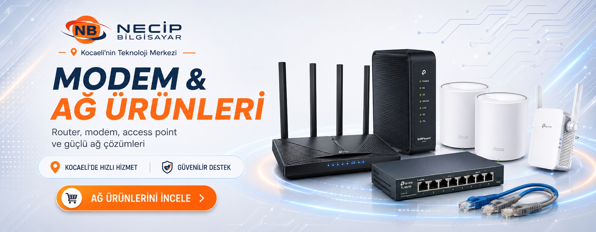 Necip Bilgisayar Kocaeli modem router switch ağ ürünleri ve bağlantı çözümleri görseli