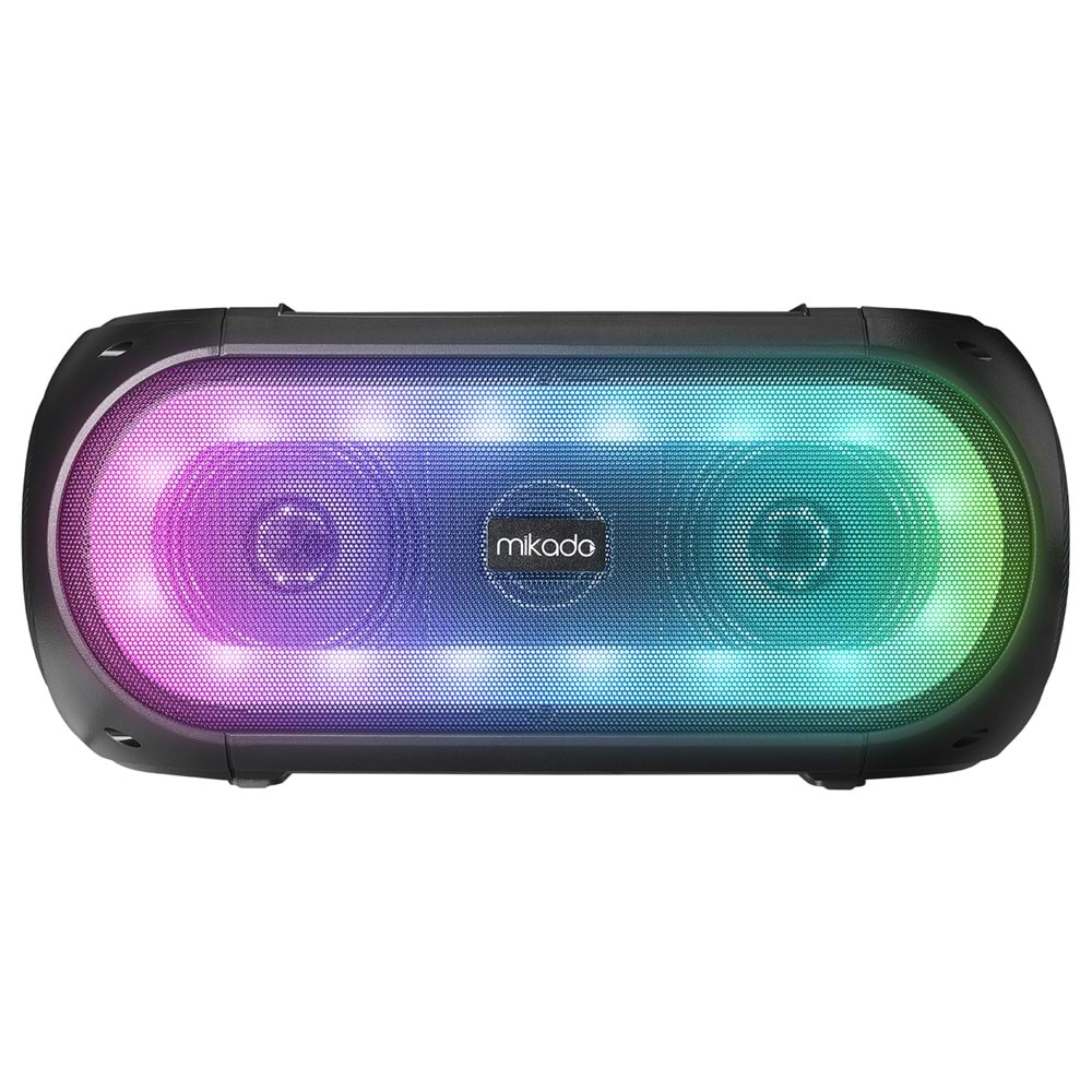 Mikado MD-30KP Rainbow Işıklı Kablosuz Çift Mikrofonlu BT TWS Kolay Taşınabilir Toplantı-Parti Hoparlör Outlet