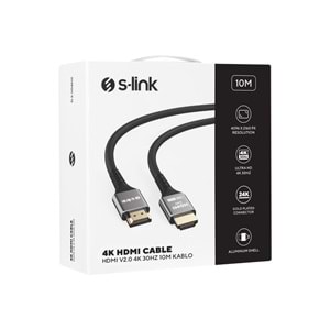 S-link SW-SGG038 10 Metre HDMI 2.0 4K 30Hz 19+1 Metal HDMI Görüntü Kablosu