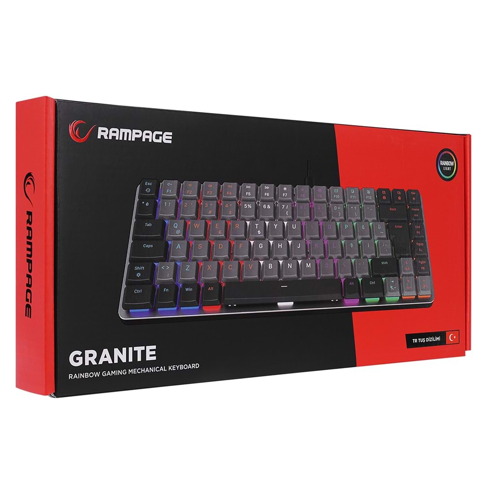 Rampage GRANITE Siyah/Gri Low Profile Blue Switch Mekanik Gaming Klavye