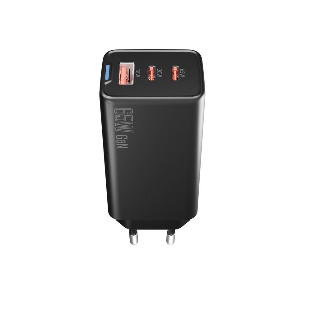 Hytech HY-XEG65 GaN 65W 2x USB-C + USB-A PD PPS QC Şarj Adaptörü