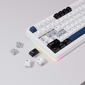 Rampage Quell Pro Ekranlı Beyaz Hot Swap 2.4G + Bluetooth Wireless RGB Gasket Oil Switch English Layout PBT Keycaps Mekanik Oyuncu Klavyesi Outlet