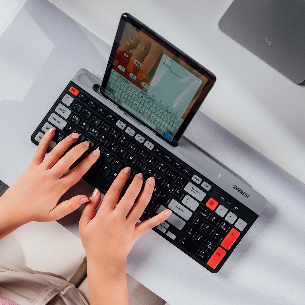 Everest KB-88 RUBY Siyah/Gri Bluetooth + 2.4G Kablosuz Q Klavye