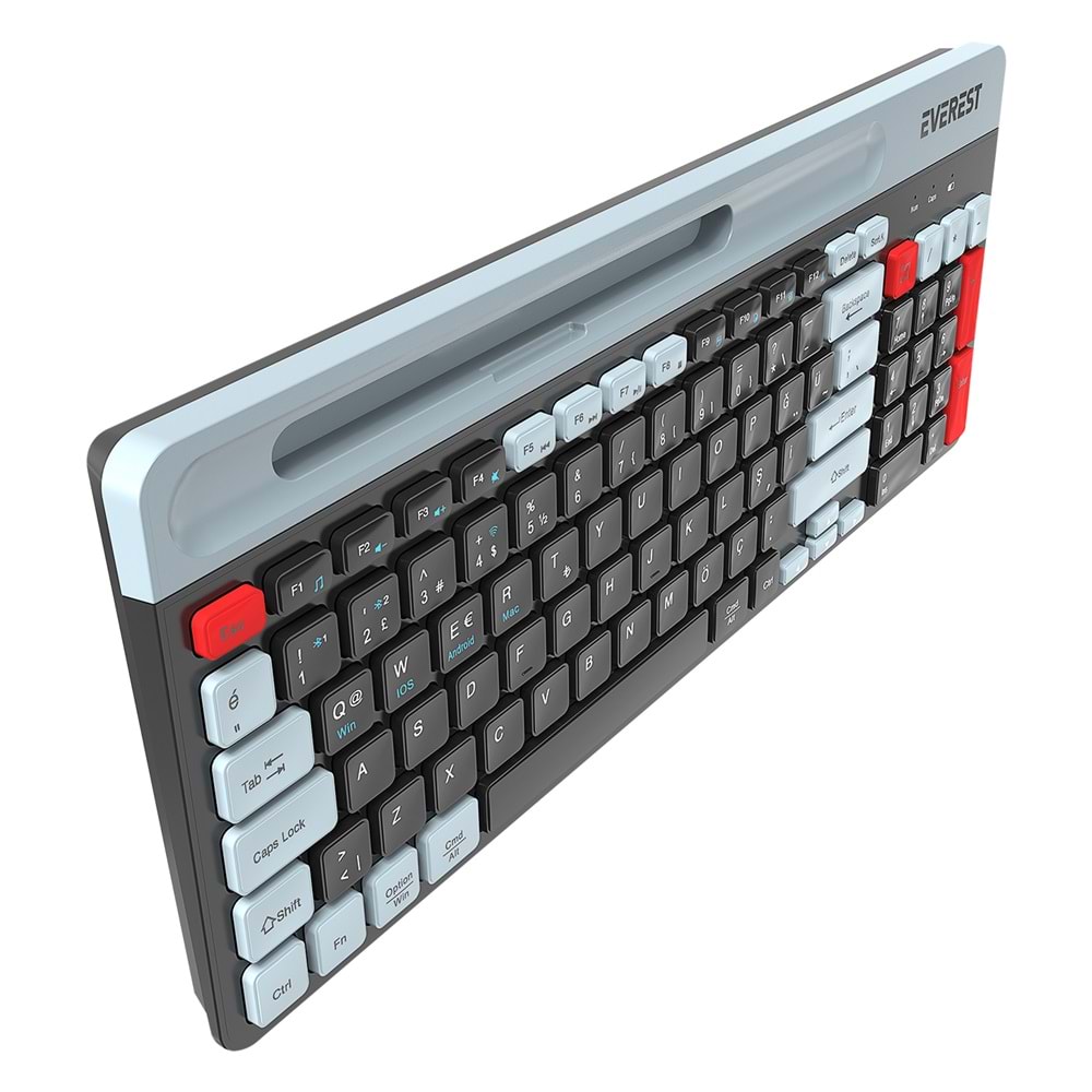 Everest KB-88 RUBY Siyah/Gri Bluetooth + 2.4G Kablosuz Q Klavye