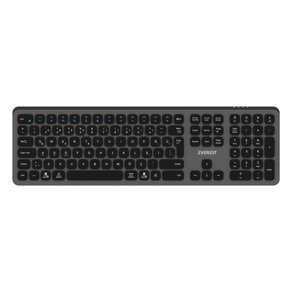 Everest KB-53 Gri/Siyah Bluetooth + 2.4G Kablosuz Q Klavye