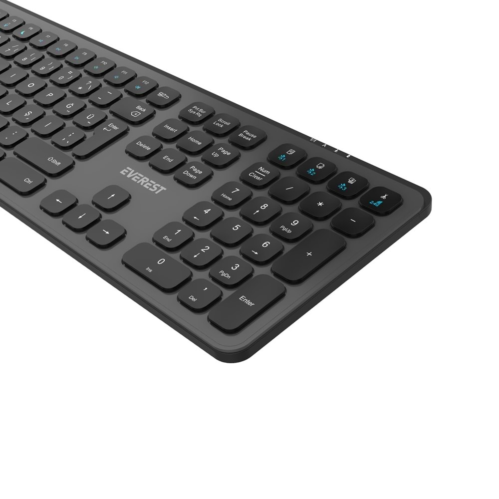 Everest KB-53 Gri/Siyah Bluetooth + 2.4G Kablosuz Q Klavye