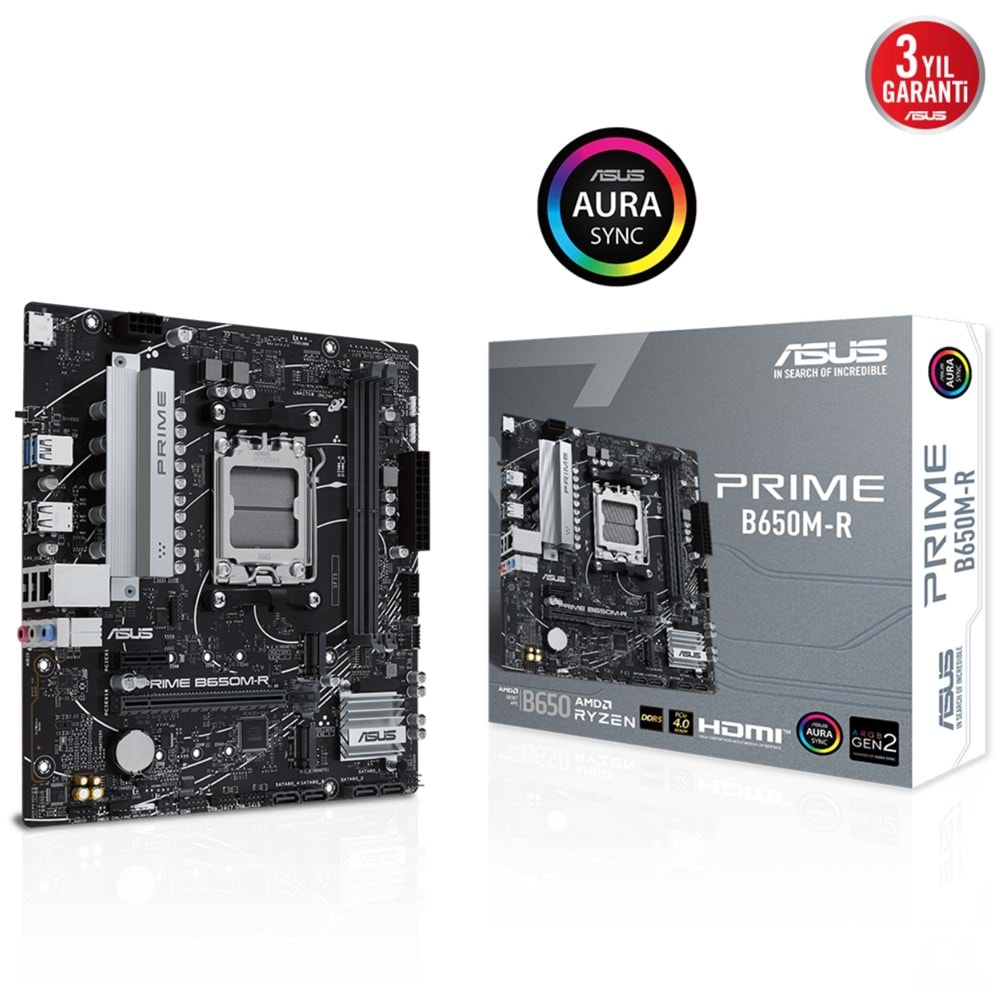 ASUS PRIME B650M-R AM5 DDR5 7200MHz OC HDMI USB 3.2 RGB Gigabit mATX Anakart