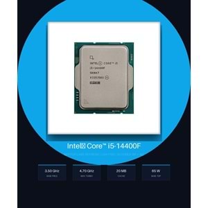Intel Core i5-14400F Raptor Lake Refresh 3.5GHz LGA1700 20MB 65W Tray İşlemci