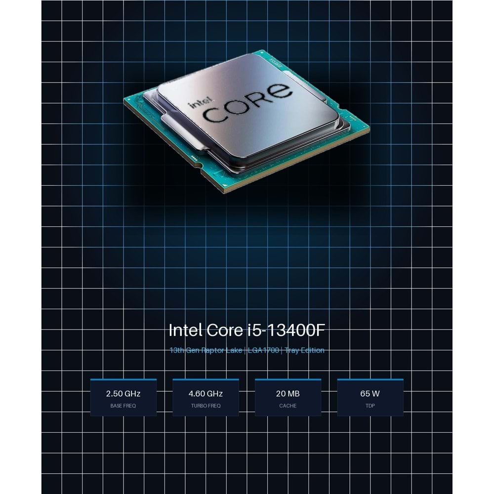Intel Core i5-13400F Raptor Lake 2.5GHz LGA1700 20MB 65W Tray İşlemci