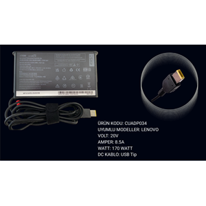 FAST CU34 Lenovo 20V 8.5A 170W USB Tip Notebook Adaptörü
