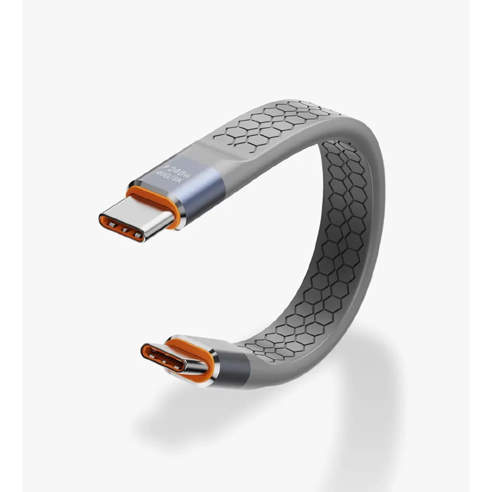 Linktech K623 Ultra Hızlı USB 4.0 Type-C to Type-C 240W Gri Anahtarlık Şarj ve Data Kablosu