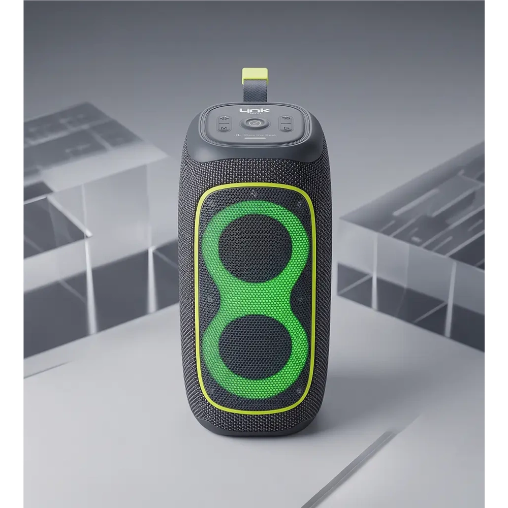 Linktech LBS-R118 R118 Gri LED Işık Efektli IPX5 Sertifikalı Bluetooth Hoparlör