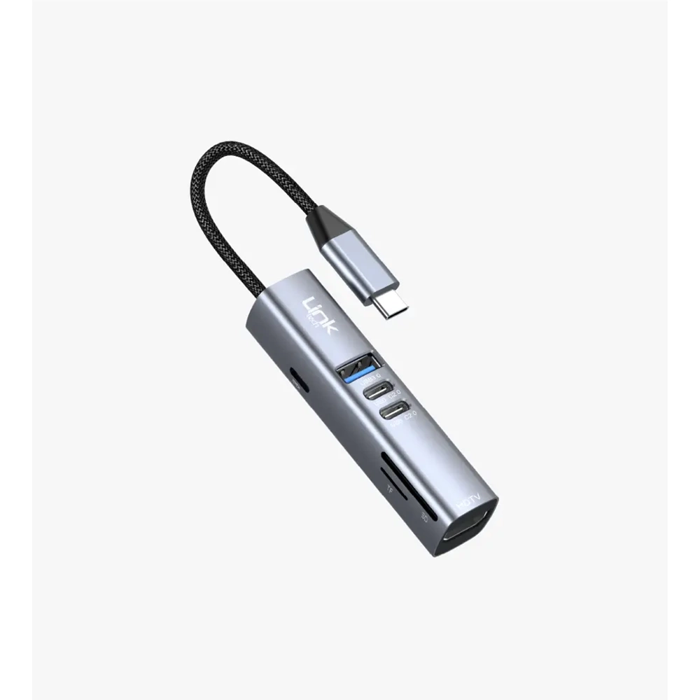 Linktech LPA-A209 7'si 1 Arada USB-C Hub HDMI USB-A PD 100W SD TF Kart Okuyucu