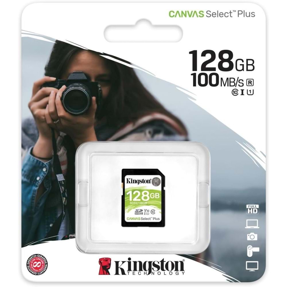 Kingston SDHC 128GB SDS2/128GB Select Plus Class10 Hafıza Kartı