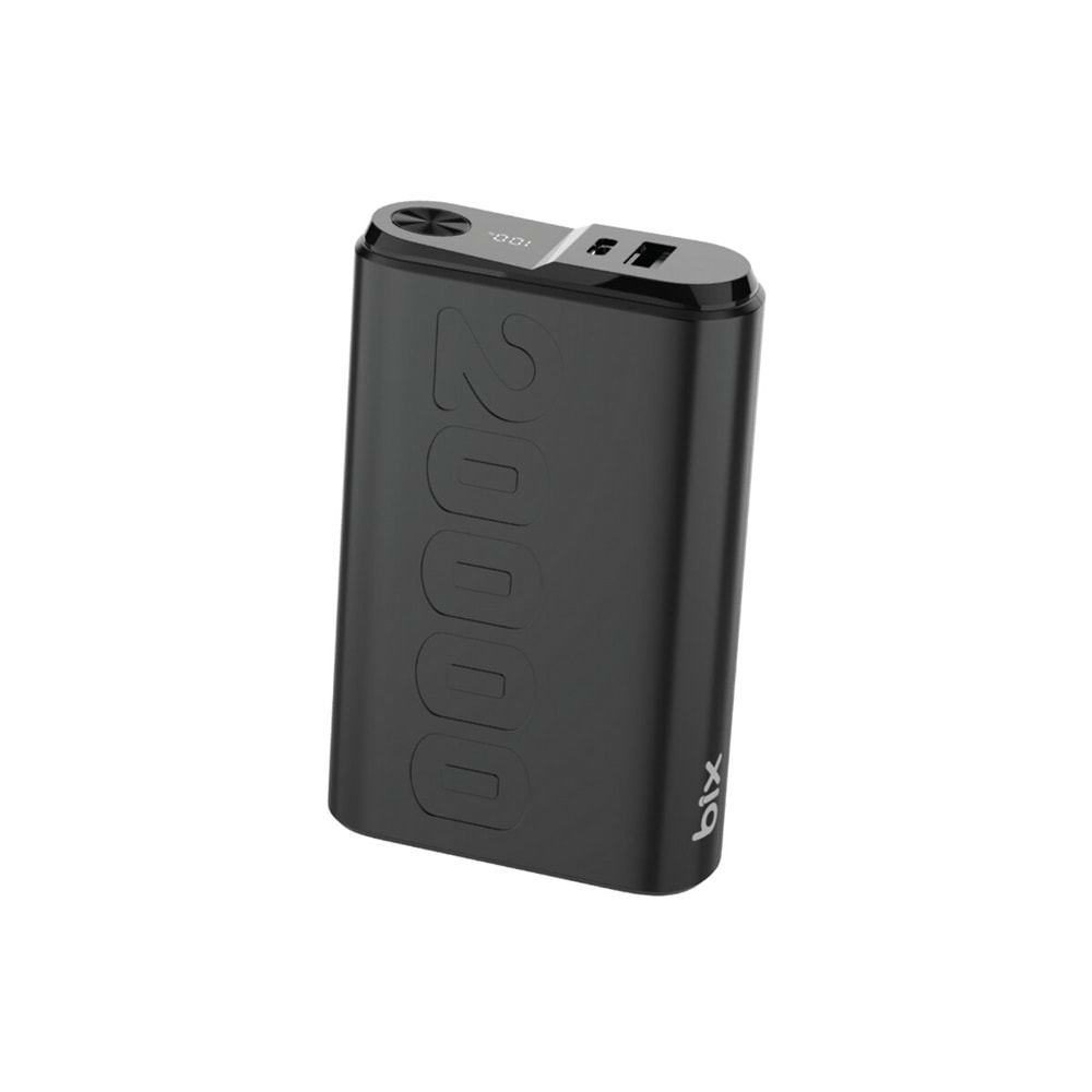 Bix TPB24 20000mAh 22.5W PD Powerbank USB-C + USB-A Dijital Ekran Siyah