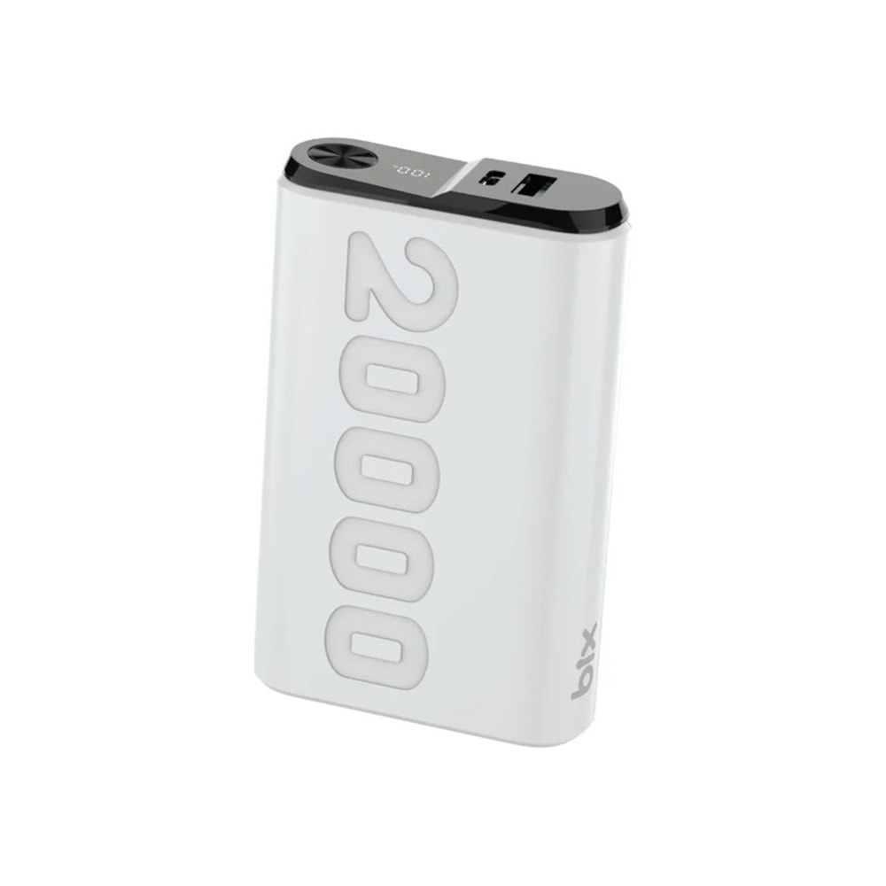 Bix TPB24 20000mAh 22.5W PD Powerbank USB-C + USB-A Dijital Ekran Beyaz