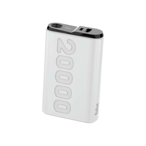 Bix TPB24 20000mAh 22.5W PD Powerbank USB-C + USB-A Dijital Ekran Beyaz