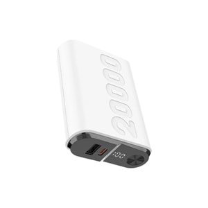 Bix TPB24 20000mAh 22.5W PD Powerbank USB-C + USB-A Dijital Ekran Beyaz
